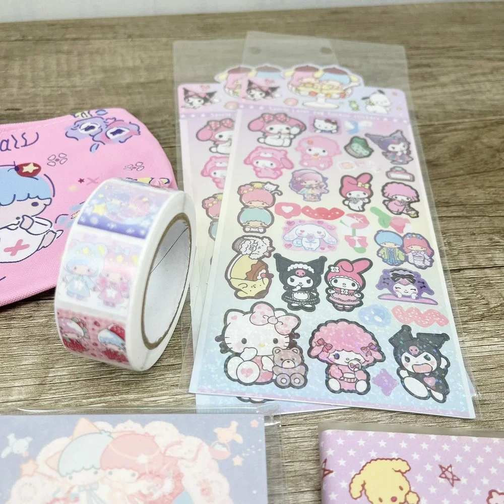 Sanrio Little Twin Stars Stationery Set Pencil Case Notebook Keychains Stickers